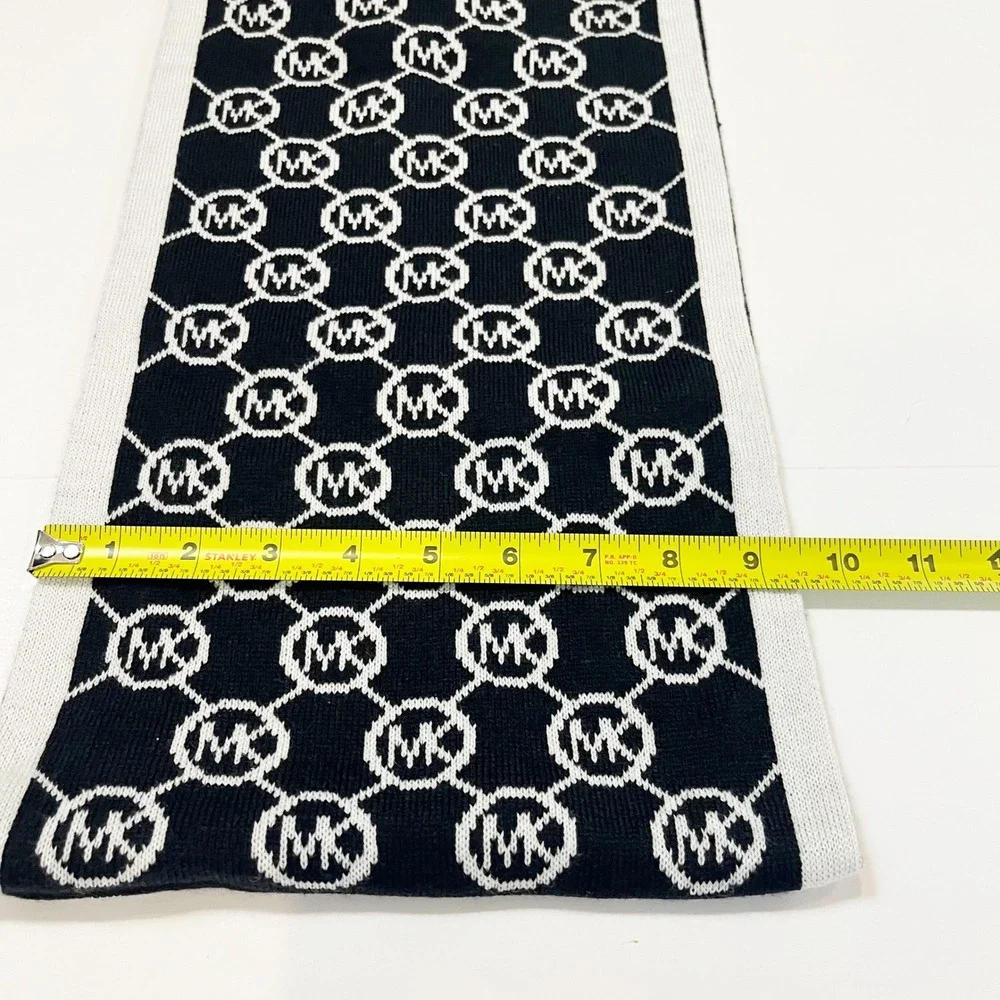NEW Michael Kors Scarf Black White Logo Monogram Knit Infinity Scarf NWT